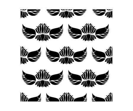 Beautiful lotus flowers with wings isolated on white background is in Seamless patternのイラスト素材