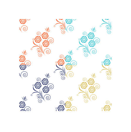 Indian traditional and Cultural Rangoli mandala design concept of floral line art isolated on white background is in Seamless patternのイラスト素材