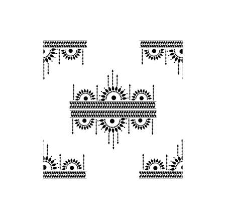 Beautiful Indian rangoli or alpona design concept of floral art with leaves, petals and spirals isolated on white background is in Seamless patternのイラスト素材