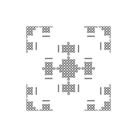 Indian traditional and Cultural Rangoli or kolam design concept of curved lines and dots isolated on white background is in Seamless patternのイラスト素材