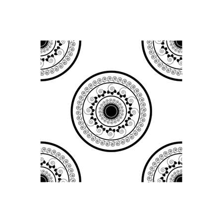 Beautiful Indian Traditional and Cultural Rangoli mandala design concept of floral art isolated on white background is in Seamless patternのイラスト素材