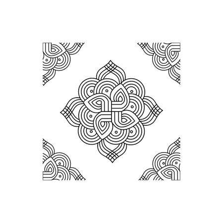 Beautiful Indian Traditional and Cultural Rangoli mandala design concept of floral art isolated on white background is in Seamless patternのイラスト素材
