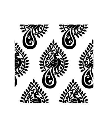 Indian Traditional and Cultural Rangoli or alpona design concept of peacock with floral feathers isolated on white background is in Seamless patternのイラスト素材