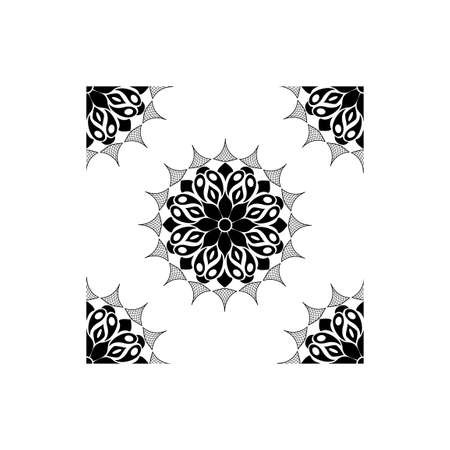 Indian traditional and Cultural Rangoli mandala design concept of floral line art isolated on white background is in Seamless patternのイラスト素材