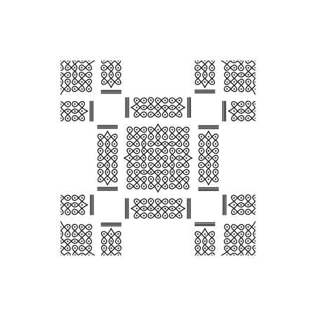 Indian traditional and Cultural Rangoli or kolam design concept of curved lines and dots isolated on white background is in Seamless patternのイラスト素材