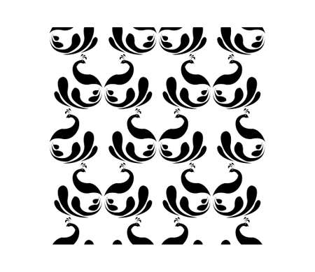 Indian Traditional and Cultural Rangoli or alpona design concept of peacock with floral feathers isolated on white background is in Seamless patternのイラスト素材