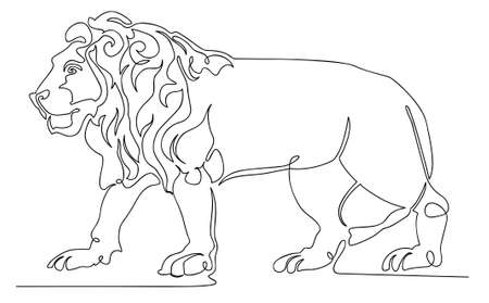 Lion one line continuous line art drawing vector illustrationのイラスト素材