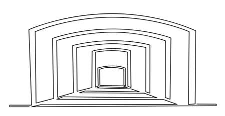 Single line Drawing of an Arch - vector illustration artのイラスト素材