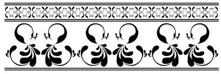 Saree border design concept of peacocks with floral feathers isolated on white background is in Seamless patternのイラスト素材