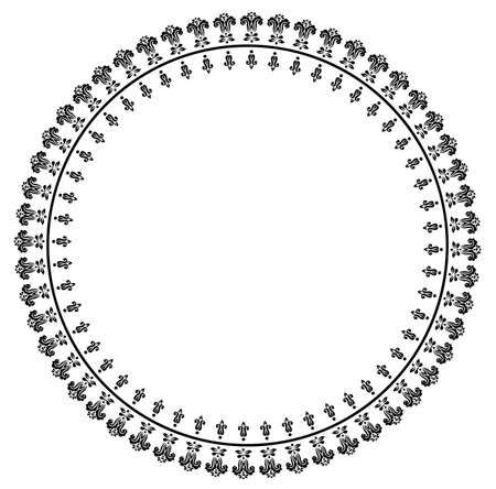 Round or mirror frame design concept of circles and floral art  isolated on white background - vector illustration artのイラスト素材