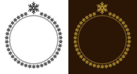 Round or mirror frame design concept of circles and floral art  isolated on white background - vector illustration artのイラスト素材