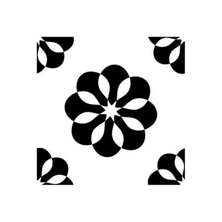 Simple black and white flower design is in Seamless patternのイラスト素材