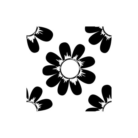 Simple black and white flower design is in Seamless patternのイラスト素材