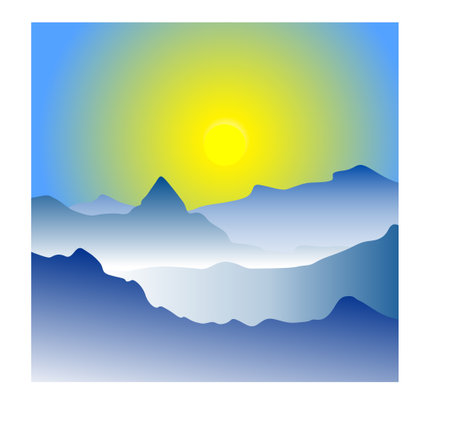 Beautiful Sunrise concept of Nature landscape of vector artのイラスト素材