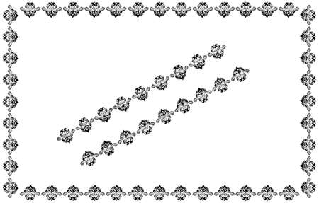 Border design concept of Indian cultural folk art isolated on black and white backgroundのイラスト素材