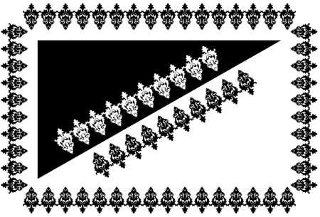 Border design concept of Indian cultural folk art isolated on black and white backgroundのイラスト素材