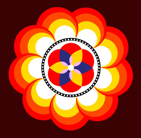 Colourful Indian Rangoli Mandala design concept of floral art isolatedのイラスト素材