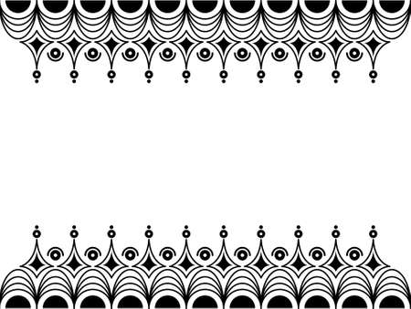Rectangle border design concept of floral line art isolated on black and white backgroundのイラスト素材
