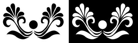 Indian Traditional and Cultural Rangoli or Alpona design concept of floral folk art isolated on black and white backgroundのイラスト素材