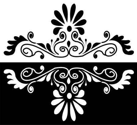 Border design concept of Indian Rangoli or Alpona design concept isolated on black and white backgroundのイラスト素材