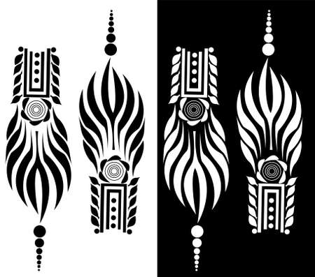 Indian Traditional and Cultural Rangoli or Alpona design concept of floral folk art isolated on black and white backgroundのイラスト素材