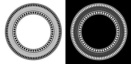 Vintage ornamental round frame for greeting card, invitation or packaging design. Vector Illustration with black and white backgroundのイラスト素材