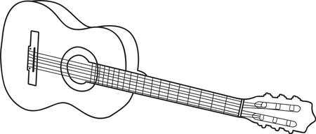 guitar hand drawn Vector Line artのイラスト素材