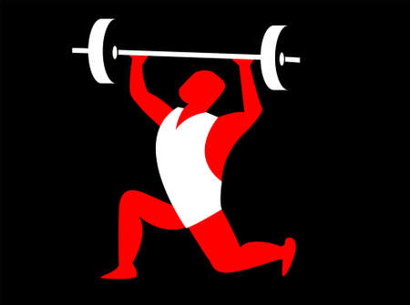 illustration of a person lifting weights isolated on Dark backgroundのイラスト素材