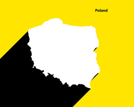 Poland Map on retro poster with long shadow. Vintage sign easy to edit, manipulate, resize or colorize.のイラスト素材