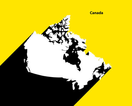 Canada Map on retro poster with long shadow. Vintage sign easy to edit, manipulate, resize or colorize.のイラスト素材