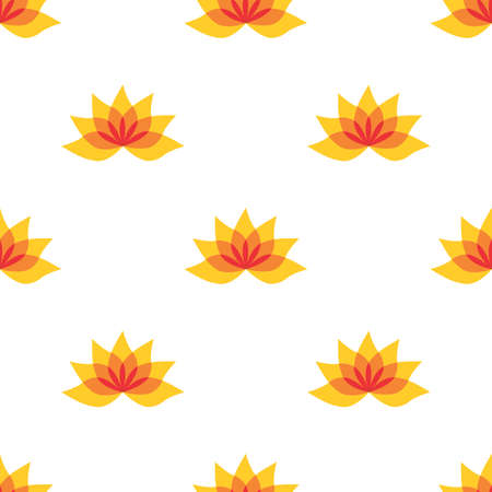 Beautiful Lotus flower with petals isolated on white background is in Seamless pattern - vector illustrationのイラスト素材