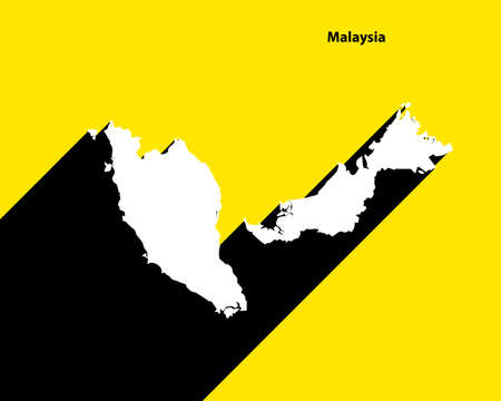 Malaysia Map on retro poster with long shadow. Vintage sign easy to edit, manipulate, resize or colorize.のイラスト素材