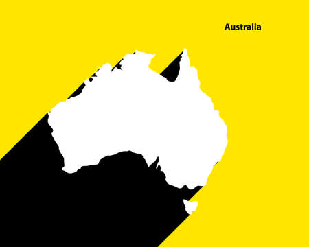 Australia Map on retro poster with long shadow. Vintage sign easy to edit, manipulate, resize or colorize.のイラスト素材