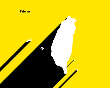 Taiwan Map on retro poster with long shadow. Vintage sign easy to edit, manipulate, resize or colorize.のイラスト素材