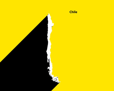 Chile Map on retro poster with long shadow. Vintage sign easy to edit, manipulate, resize or colorize.のイラスト素材