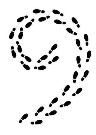 Question mark type of human black Footprints isolated on white background - vector illustrationのイラスト素材