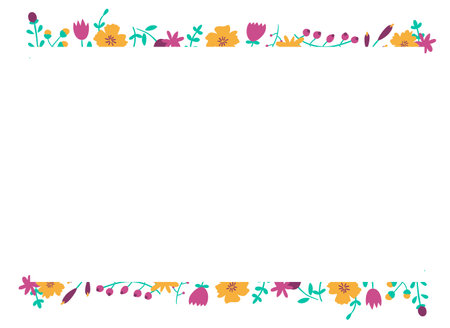 Colorful flowers decorated for border frame isolated on white background - vector illustrationのイラスト素材