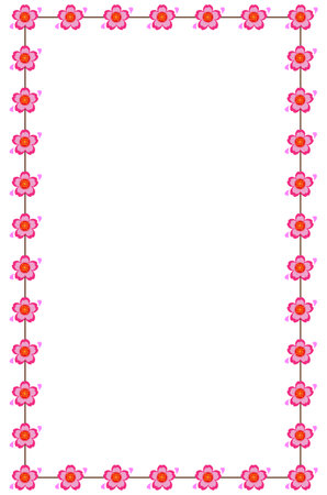 Rectangle border frame design concept of pink flowers isolated on white background - vector illustrationのイラスト素材