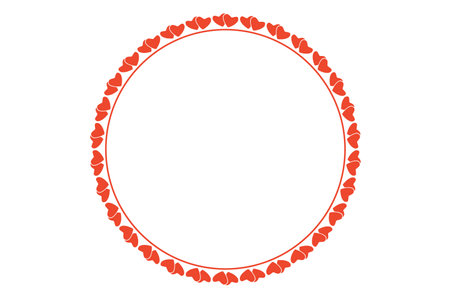 Two little hearts decorated with circle concept of round frame design isolated on white background - vector illustrationのイラスト素材