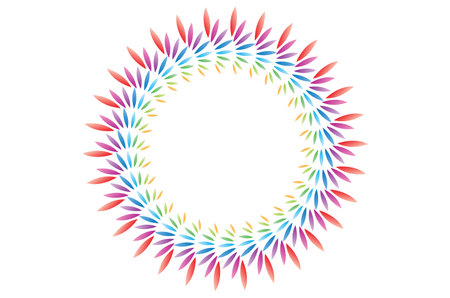 Colorful leafy flower petals decorated as round frame concept isolated on white background - vector illustrationのイラスト素材
