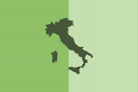 Nature colored Map design concept with green stripes isolated of country Italy - vector illustrationのイラスト素材