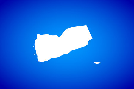 White map isolated on blue background design concept of Country Yemen - vector illustrationのイラスト素材