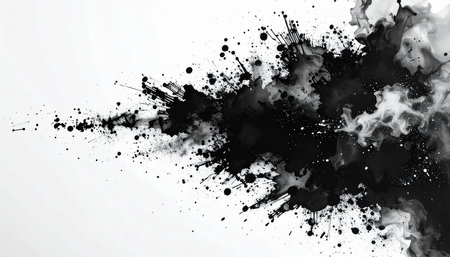 Abstract black and white watercolor background. Ink in water. Vector illustration.の素材