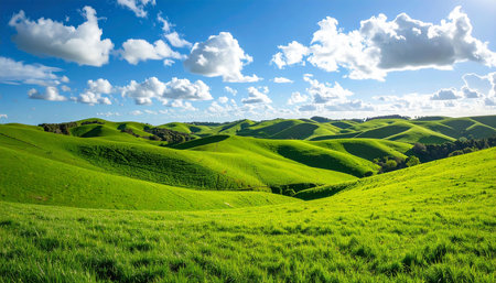 Beautiful landscape of green hills in Tuscany, Italy.の素材