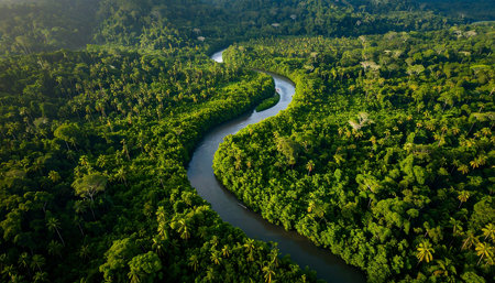 Aerial view of the river in the jungle. Beautiful nature landscapeの素材