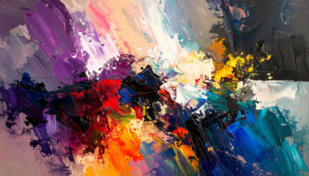 Abstract oil paint background. Multicolored brushstrokes of paint.の素材