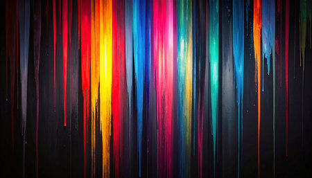 Colorful stripes of paint on a black background. Abstract background.の素材