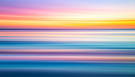 Colorful sunset on the sea. Abstract background. Long exposure.の素材