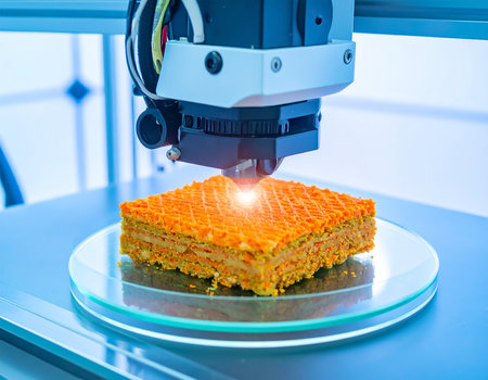 3D printer printing honeycomb cake. 3D printing technology.の素材