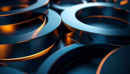 3D rendering of abstract geometric shapes. Glossy reflective surface.の素材
